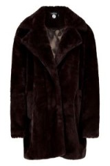 boohoo Jasmine Boutique Oversized Collar Faux Fur Coat Chocolate