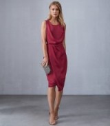 REISS KARINA CROSS BACK COCKTAIL DRESS RASPBERRY ~ deep-pink party wear