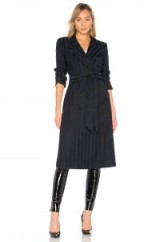 Lovers + Friends TOVE WRAP COAT Navy & Black – striped waist-tie coats