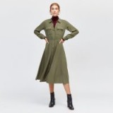 WAREHOUSE MIDI SHIRT DRESS in KHAKI / green utility style fashion