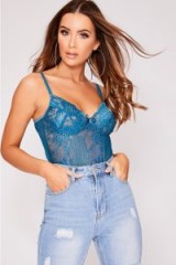 IN THE STYLE NADALIA TEAL LACE HIGH LEG BODYSUIT