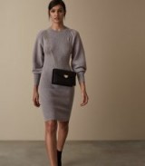 REISS NORDICA FLUTE SLEEVE KNITTED DRESS GREY MARL ~ chic knitwear