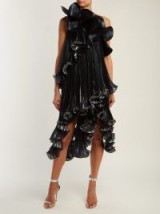 GIVENCHY One-shoulder black ruffled Lurex silk-blend dress ~ glamorous metallic ruffles