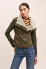 Marrakech Oversized Sherpa Collar Jacket in Holly / faux fur collared jackets