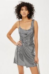 TOPSHOP PETITE Silver Sequin Mini Dress