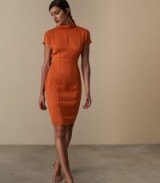 Reiss REX SATIN FITTED DRESS BURNT ORANGE / chic fashion