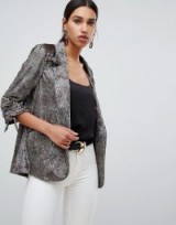 River Island velvet check blazer ~ chic ruched sleeve jacket