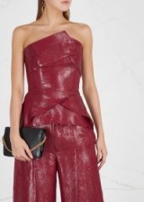 ROLAND MOURET Neal metallic-red silk-blend top ~ luxe event top