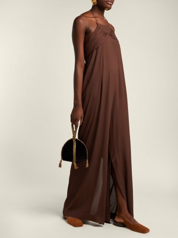 JACQUEMUS Saha brown ruched wide-leg jumpsuit ~ floaty and feminine