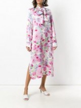 SAKS POTTS pussy bow floral dress in bianco/rosa