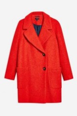 TOPSHOP Red Seamed Boucle Coat