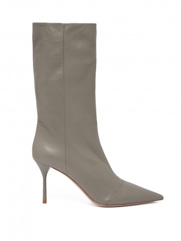 MIU MIU Slouch point-toe grey leather ankle boots ~ slouchy style