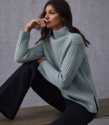 REISS SONIA CHUNKY RIBBED JUMPER PALE BLUE ~ high neck jumper