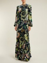 THE VAMPIRE’S WIFE Tea floral-print navy velvet dress