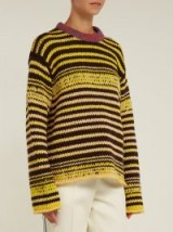 TCALVIN KLEIN 205W39NYC Television striped wool sweater ~ yellow drop shoulder jumper