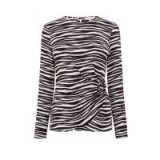 WAREHOUSE ZEBRA PRINT O-RING SLINKY TOP in Black / mono animal prints