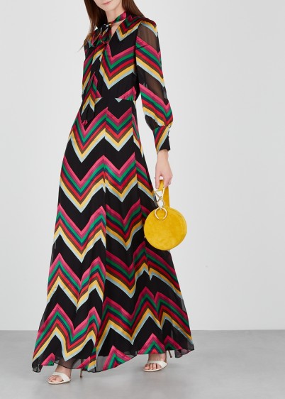 ALICE + OLIVIA Annabella devoré georgette maxi dress ~ chevron print ~ 70s style evening glamour