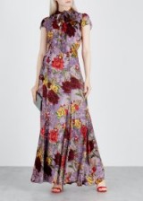 ALICE + OLIVIA Roanne lilac floral devoré chiffon dress