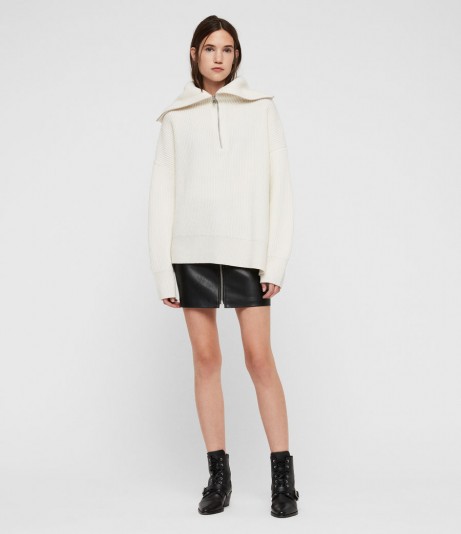 ALLSAINTS ROLL NECK JUMPER in Chalk White | neutral oversized knits