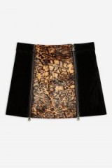 Topshop Animal Leather Mini Skirt in Black