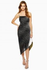 Topshop Animal Print Burnout Slip Dress in Grey | asymmetric cami frock