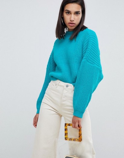 ASOS DESIGN cropped banana sleeve jumper in Blue