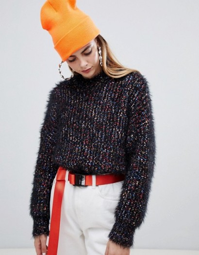 Bershka popcorn eyelash jumper in multi | multicoloured knits