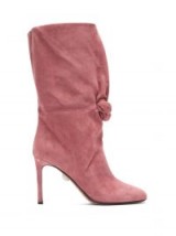 SAMUELE FAILLI Betsy pink suede boots ~ front knot detail