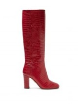 AQUAZZURA Brera crocodile-effect red leather knee-high boots