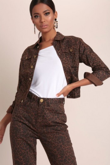 I SAW IT FIRST Brown Leopard Print Denim Jacket – animal prints