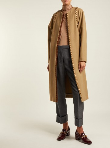 THOM BROWNE Button-embellished brown wool coat