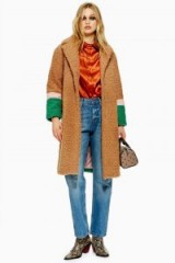 Topshop Colour Block Teddy Coat in Camel | light-brown winter coats