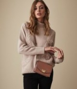 REISS DALIA FUNNEL NECK JUMPER BISQUE ~ luxe cable knit sweater