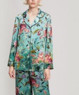 LIBERTY LONDON Desert Rose Silk Satin Long Pyjama Set in Green / floral nightwear