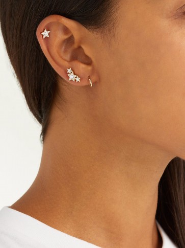 MARIA TASH Diamond & 18kt gold triple star single earring ~ small neat jewellery ~ luxe accessory