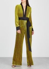 DIANE VON FURSTENBERG Gold wide-leg devoré jumpsuit ~ event glamour