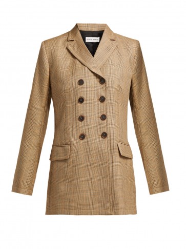 SONIA RYKIEL Double-breasted Prince of Wales-check wool jacket ~ beige/brown tailored jackets