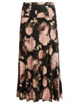 ERDEM Elvin Dutch Petal-print jersey skirt in black ~ pink floral prints