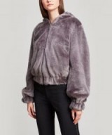 HELMUT LANG Faux Fur Bomber Jacket in Seal