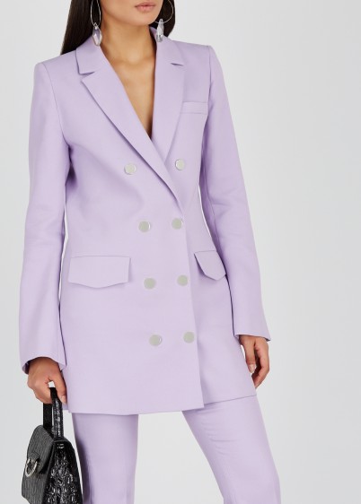 FILLES À PAPA Betsy lilac double-breasted cady blazer ~ feminine longline trouser suit jacket