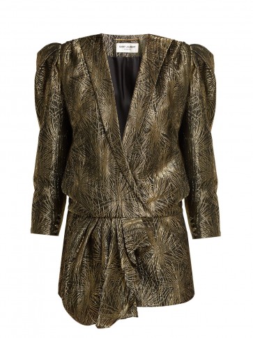 SAINT LAURENT Gold Firework silk-lamé playsuit ~ 80s style glamour