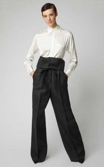 Jil Sander Frederick Folded Wool-Crepe Straight-Leg Pants in Black – contemporary trousers