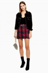 Topshop Heart Buckle Check Mini Skirt in Pink | tartan print fashion