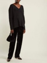 CHRISTOPHER KANE High-rise black crushed-velvet trousers