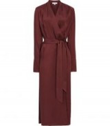 REISS ILLARIA SILK ROBE BERRY ~ deep-red loungewear