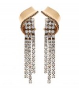 REISS EARRINGS DIAMANTE DROP EARRINGS ~ gold-tone tasseled jewellery