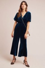 Greylin Luna Velvet Jumpsuit Sapphire ~ cropped leg jumpsuits