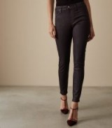 REISS LUX METALLIC MID RISE JEANS BERRY ~ luxe skinnies