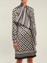 MARY KATRANTZOU Lyonel geometric-print satin dress ~ chic retro look