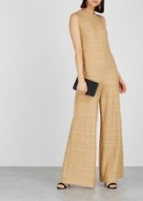 M MISSONI Gold wide-leg cotton-blend jumpsuit ~ luxe metallic knitwear